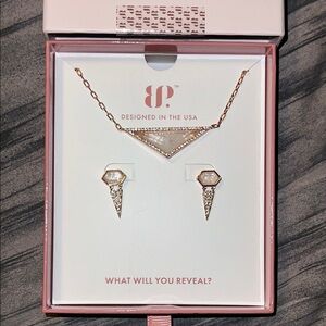 Elegant Rose Gold Necklace and Earring Set